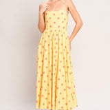 GOLDEN SUMMER POLKA WOVEN MIDI DRESS