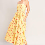 GOLDEN SUMMER POLKA WOVEN MIDI DRESS
