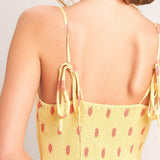 GOLDEN SUMMER POLKA WOVEN MIDI DRESS