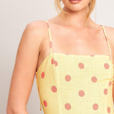 GOLDEN SUMMER POLKA WOVEN MIDI DRESS