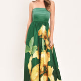 GOLDEN ROSE AFTERGLOW WOVEN MAXI DRESS