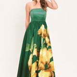GOLDEN ROSE AFTERGLOW WOVEN MAXI DRESS