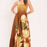 GOLDEN ROSE AFTERGLOW WOVEN MAXI DRESS