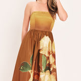 GOLDEN ROSE AFTERGLOW WOVEN MAXI DRESS