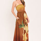 GOLDEN ROSE AFTERGLOW WOVEN MAXI DRESS