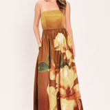 GOLDEN ROSE AFTERGLOW WOVEN MAXI DRESS