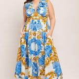 BAROQUE BLOOM WOVEN MIDI DRESS