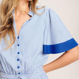 PARIS MORNING BLUE WOVEN MIDI DRESS