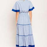 PARIS MORNING BLUE WOVEN MIDI DRESS