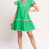 PRETTY IN GREEN WOVEN MINI DRESS