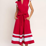 TRUE LOVE IN COLOR BLOCKED MIDI DRESS