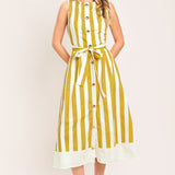 SUNSHINE STRIPE WOVEN MIDI DRESS