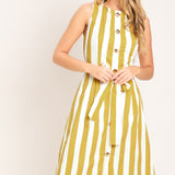 SUNSHINE STRIPE WOVEN MIDI DRESS