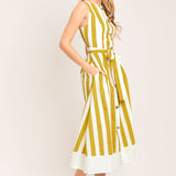 SUNSHINE STRIPE WOVEN MIDI DRESS