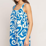 AZURE SWIRL WOVEN MINI DRESS
