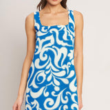AZURE SWIRL WOVEN MINI DRESS