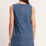 ARTISAN-INSPIRED DENIM MINI SHIFT DRESS