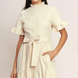 FEELS LIKE A COMPLIMENT WOVEN MIDI DRESS
