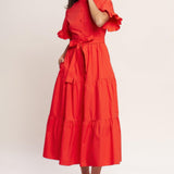 FEELS LIKE A COMPLIMENT WOVEN MIDI DRESS