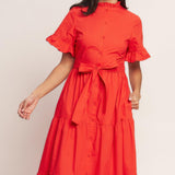 FEELS LIKE A COMPLIMENT WOVEN MIDI DRESS