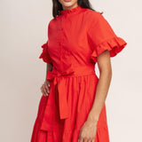 FEELS LIKE A COMPLIMENT WOVEN MIDI DRESS