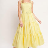 SUNSHINE SERENADE WOVEN MIDI DRESS