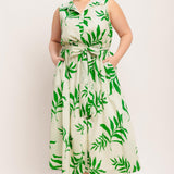 GREEN DAYDREAM WOVEN MIDI DRESS