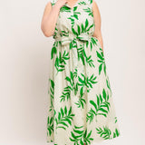GREEN DAYDREAM WOVEN MIDI DRESS