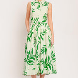 GREEN DAYDREAM WOVEN MIDI DRESS