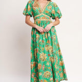 TROPICAL STATE OF HEART WOVEN MIDI DRESS