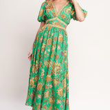 TROPICAL STATE OF HEART WOVEN MIDI DRESS