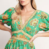 TROPICAL STATE OF HEART WOVEN MIDI DRESS