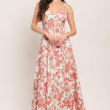 FLORAL HAZE WOVEN MIDI DRESS