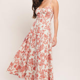 FLORAL HAZE WOVEN MIDI DRESS