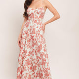 FLORAL HAZE WOVEN MIDI DRESS