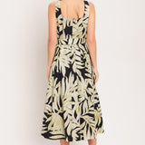 MONO LEAF STATEMENT WOVEN MIDI DRESS