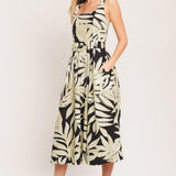 MONO LEAF STATEMENT WOVEN MIDI DRESS