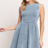 CASUAL POLISHED DENIM MINI DRESS