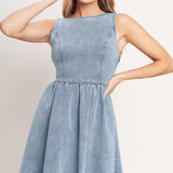 CASUAL POLISHED DENIM MINI DRESS