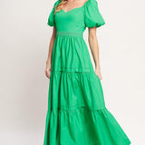 SWEET VERDANT WOVEN MAXI DRESS