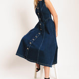 EFFORTLESS POLISH DENIM MIDI DRESS