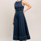 SIMPLE STATEMENT DENIM DENIM MIDI DRESS
