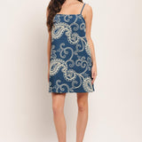 SEA BREEZE PAISLEY DENIM MINI DRESS