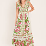 ROSE VINE ROMANCE WOVEN MAXI DRESS