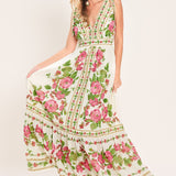 ROSE VINE ROMANCE WOVEN MAXI DRESS