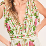 ROSE VINE ROMANCE WOVEN MAXI DRESS