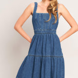 EVERYDAY ROMANCE DENIM MIDI DRESS