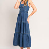 EVERYDAY ROMANCE DENIM MIDI DRESS