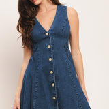 INDIGO FLARE DENIM MINI DRESS