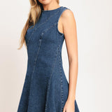 DAY TO NIGHT DENIM MINI DRESS